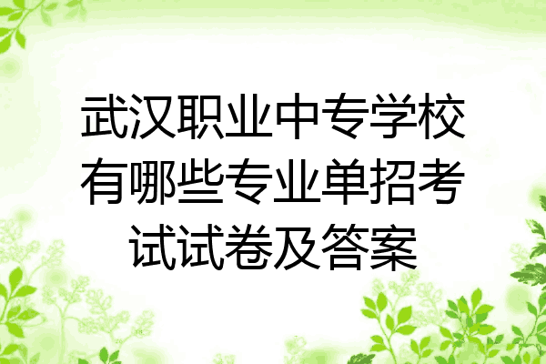 武汉职业中专学校有哪些专业单招考试试卷及答案