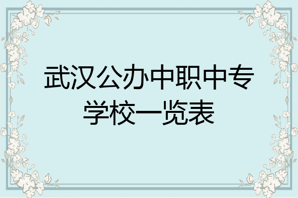 武汉公办中职中专学校一览表