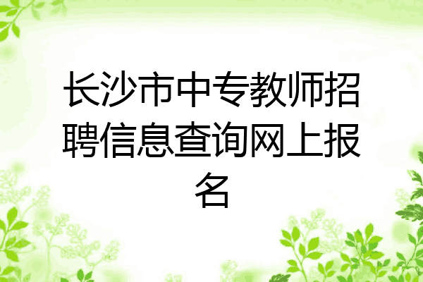 长沙市中专教师招聘信息查询网上报名