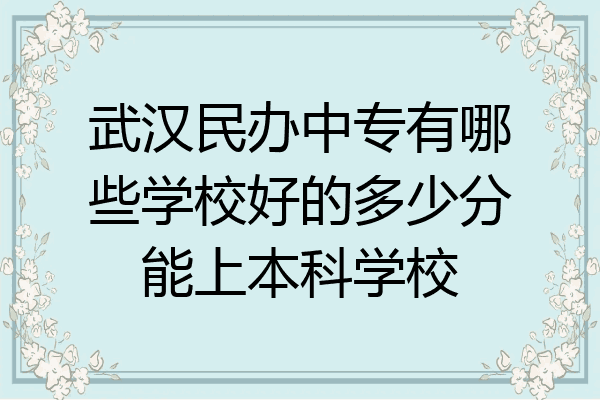 武汉民办中专有哪些学校好的多少分能上本科学校
