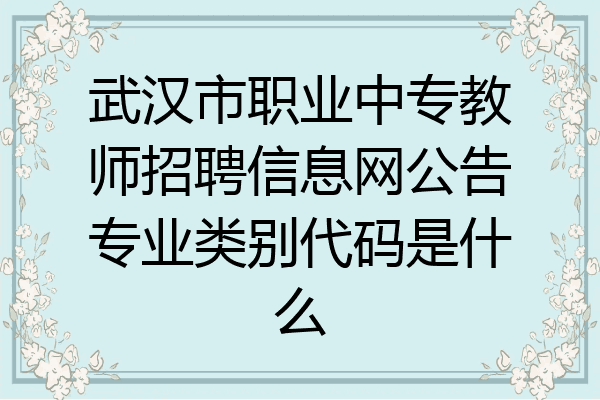 武汉市职业中专教师招聘信息网公告专业类别代码是什么