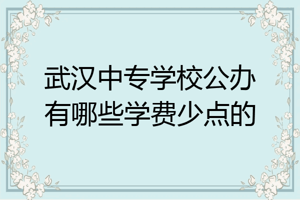 武汉中专学校公办有哪些学费少点的