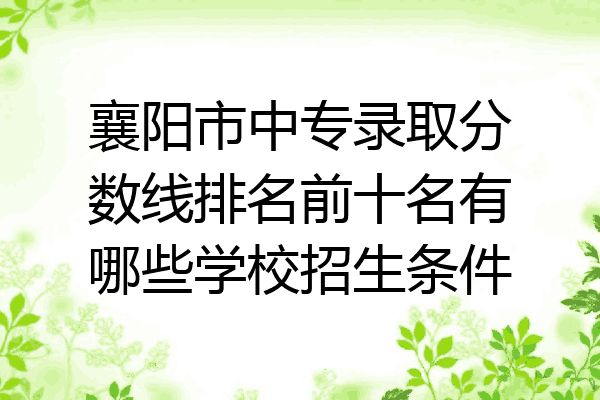襄阳市中专录取分数线排名前十名有哪些学校招生条件
