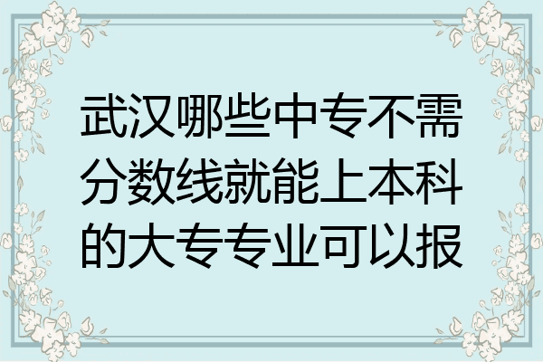 武汉哪些中专不需分数线就能上本科的大专专业可以报