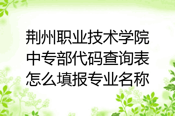 荆州职业技术学院中专部代码查询表怎么填报专业名称
