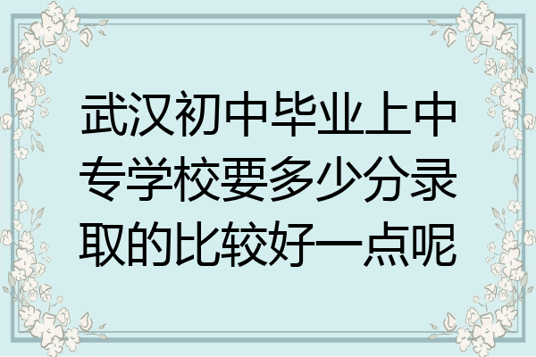 武汉初中毕业上中专学校要多少分录取的比较好一点呢