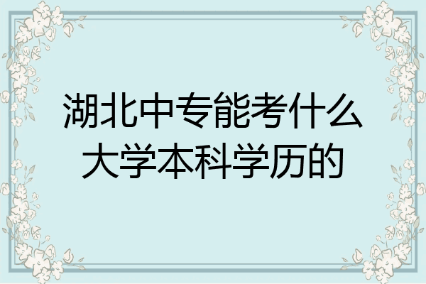 湖北中专能考什么大学本科学历的