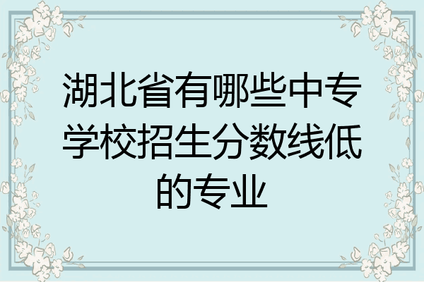 湖北省有哪些中专学校招生分数线低的专业