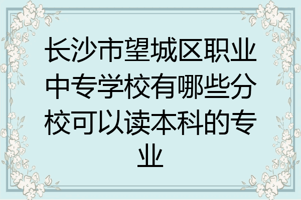 长沙市望城区职业中专学校有哪些分校可以读本科的专业