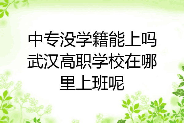 中专没学籍能上吗武汉高职学校在哪里上班呢