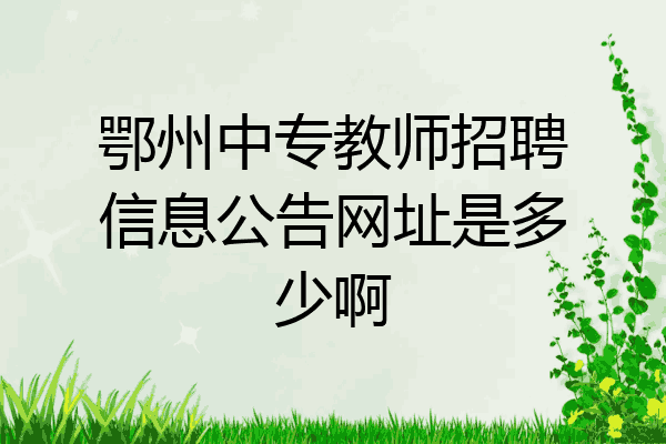 鄂州中专教师招聘信息公告网址是多少啊