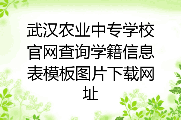 武汉农业中专学校官网查询学籍信息表模板图片下载网址