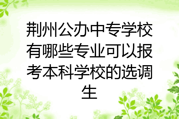荆州公办中专学校有哪些专业可以报考本科学校的选调生