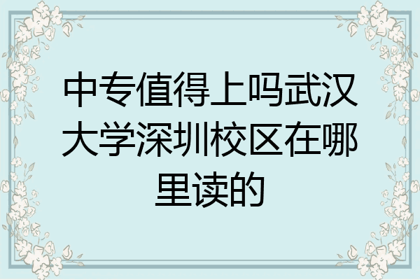 中专值得上吗武汉大学深圳校区在哪里读的