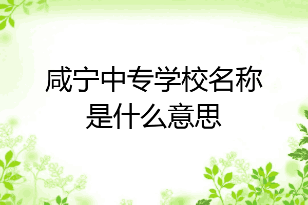 咸宁中专学校名称是什么意思