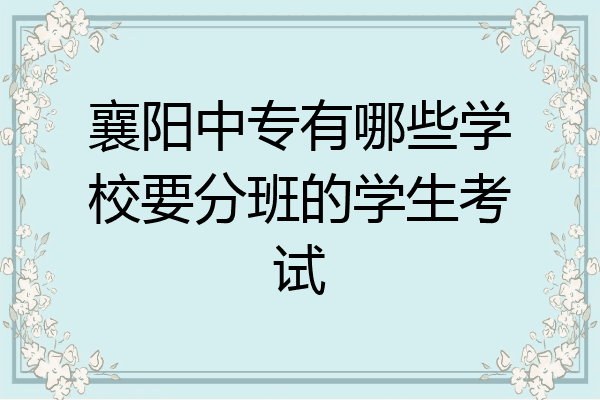 襄阳中专有哪些学校要分班的学生考试
