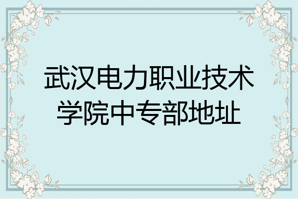 武汉电力职业技术学院中专部地址