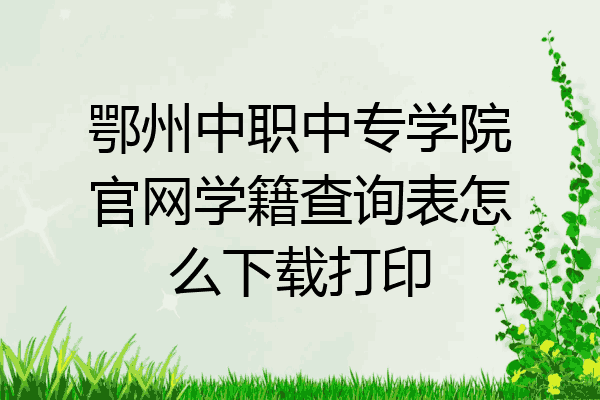 鄂州中职中专学院官网学籍查询表怎么下载打印