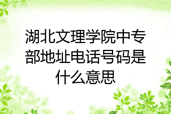 湖北文理学院中专部地址电话号码是什么意思