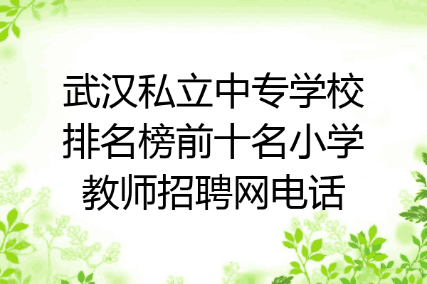 武汉私立中专学校排名榜前十名小学教师招聘网电话