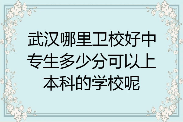 武汉哪里卫校好中专生多少分可以上本科的学校呢