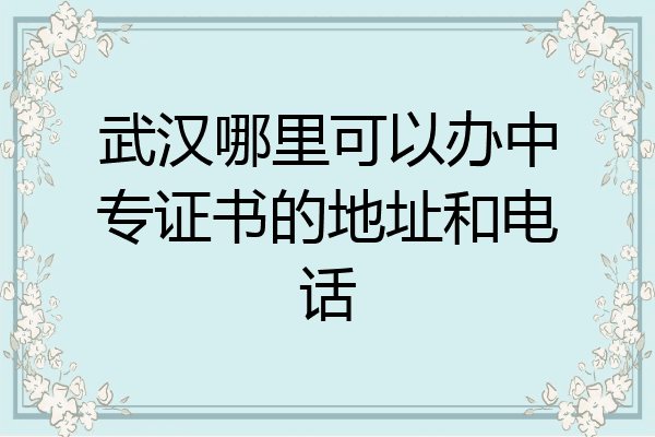 武汉哪里可以办中专证书的地址和电话