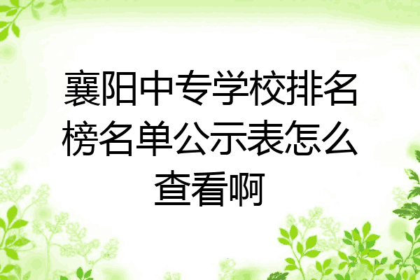 襄阳中专学校排名榜名单公示表怎么查看啊