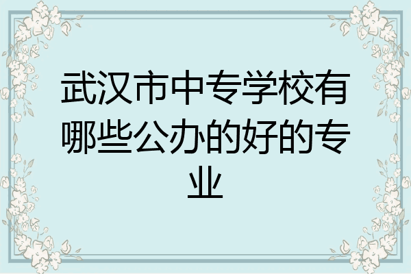 武汉市中专学校有哪些公办的好的专业