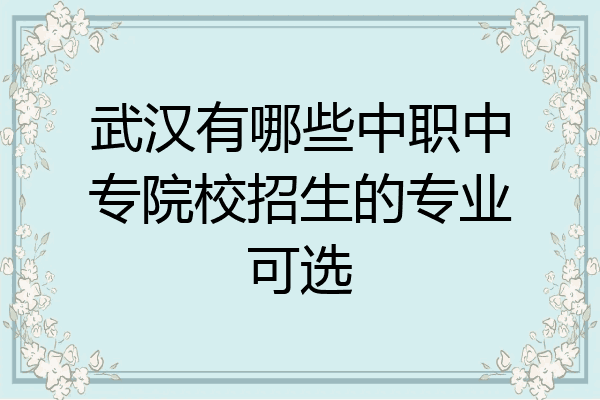 武汉有哪些中职中专院校招生的专业可选