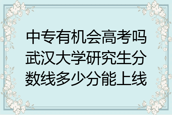 中专有机会高考吗武汉大学研究生分数线多少分能上线