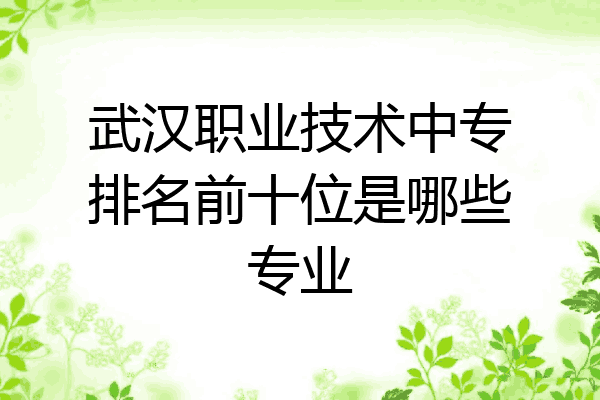 武汉职业技术中专排名前十位是哪些专业