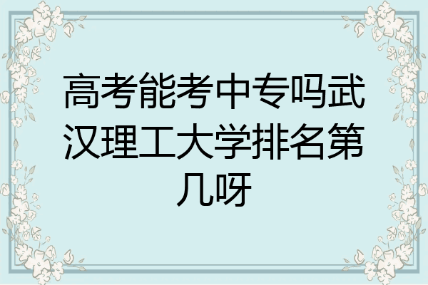 高考能考中专吗武汉理工大学排名第几呀