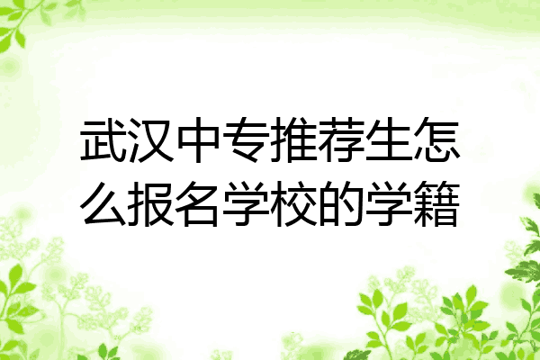 武汉中专推荐生怎么报名学校的学籍