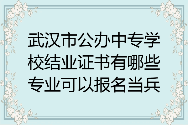 武汉市公办中专学校结业证书有哪些专业可以报名当兵