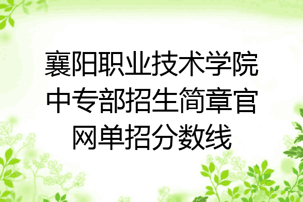 襄阳职业技术学院中专部招生简章官网单招分数线