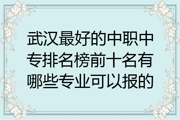 武汉最好的中职中专排名榜前十名有哪些专业可以报的