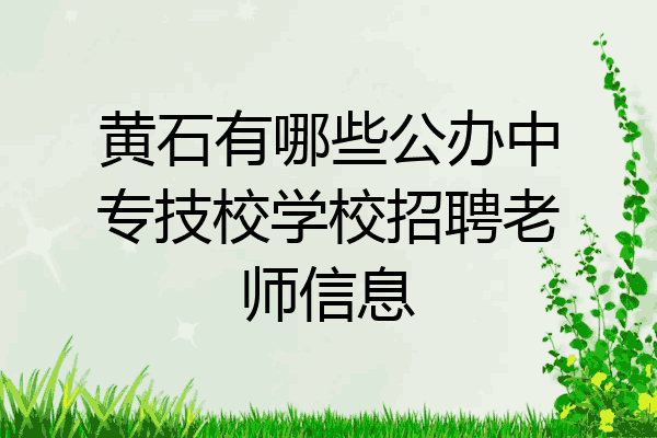 黄石有哪些公办中专技校学校招聘老师信息