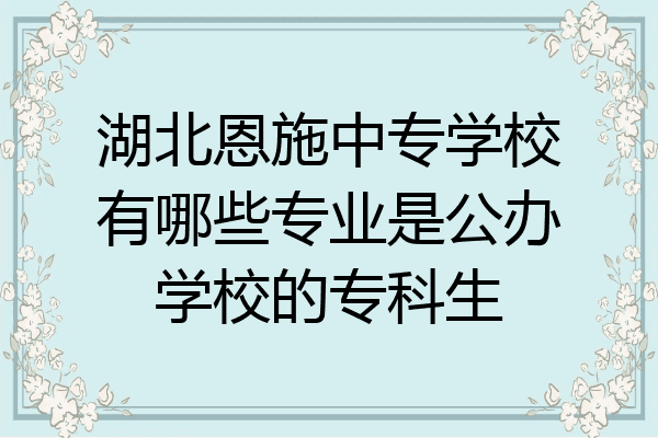 湖北恩施中专学校有哪些专业是公办学校的专科生