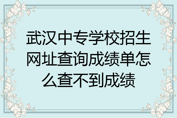 武汉中专学校招生网址查询成绩单怎么查不到成绩