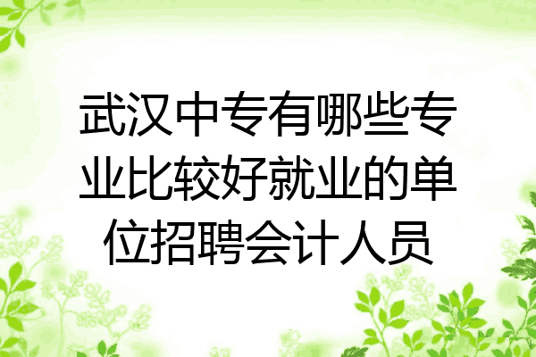 武汉中专有哪些专业比较好就业的单位招聘会计人员