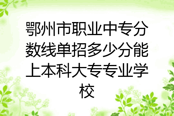 鄂州市职业中专分数线单招多少分能上本科大专专业学校