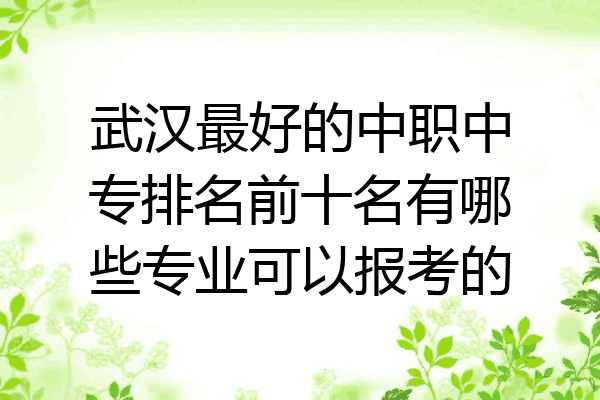 武汉最好的中职中专排名前十名有哪些专业可以报考的
