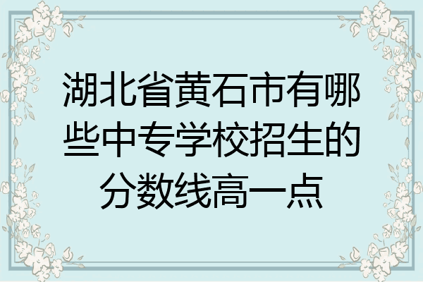湖北省黄石市有哪些中专学校招生的分数线高一点