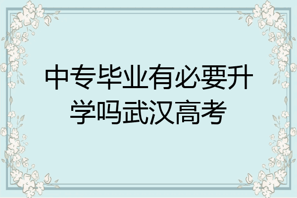 中专毕业有必要升学吗武汉高考