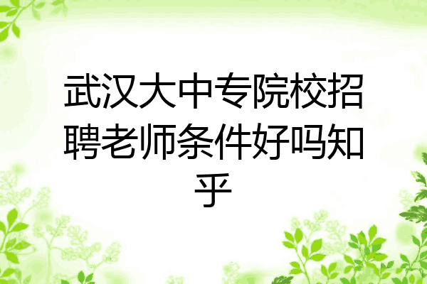 武汉大中专院校招聘老师条件好吗知乎