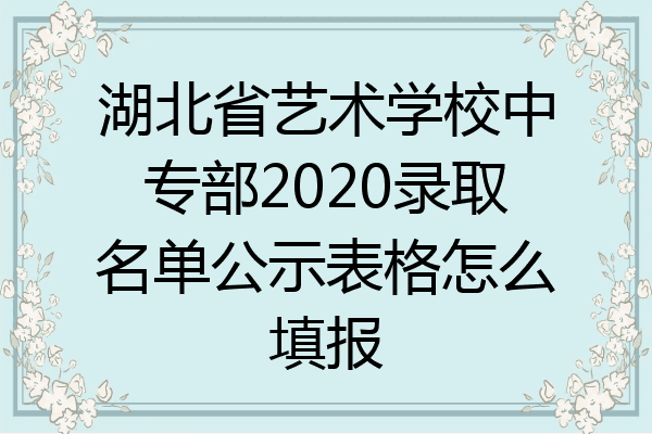 湖北省艺术学校中专部2020录取名单公示表格怎么填报