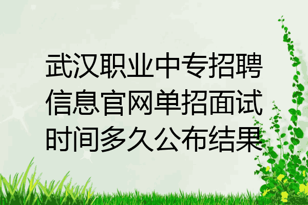 武汉职业中专招聘信息官网单招面试时间多久公布结果