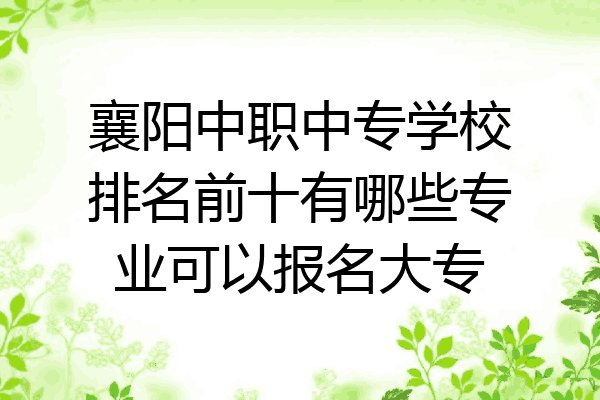 襄阳中职中专学校排名前十有哪些专业可以报名大专
