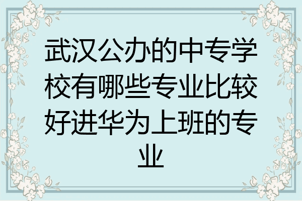 武汉公办的中专学校有哪些专业比较好进华为上班的专业
