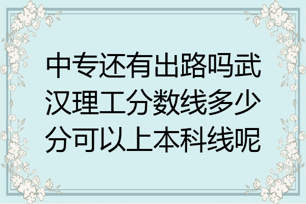 中专还有出路吗武汉理工分数线多少分可以上本科线呢